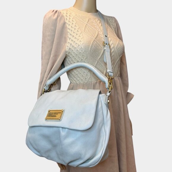 Marc by Jacobs Classic Q Lil Ukita Satchel Top Handle Bag Pebbled Leather Gray - Picture 14 of 14